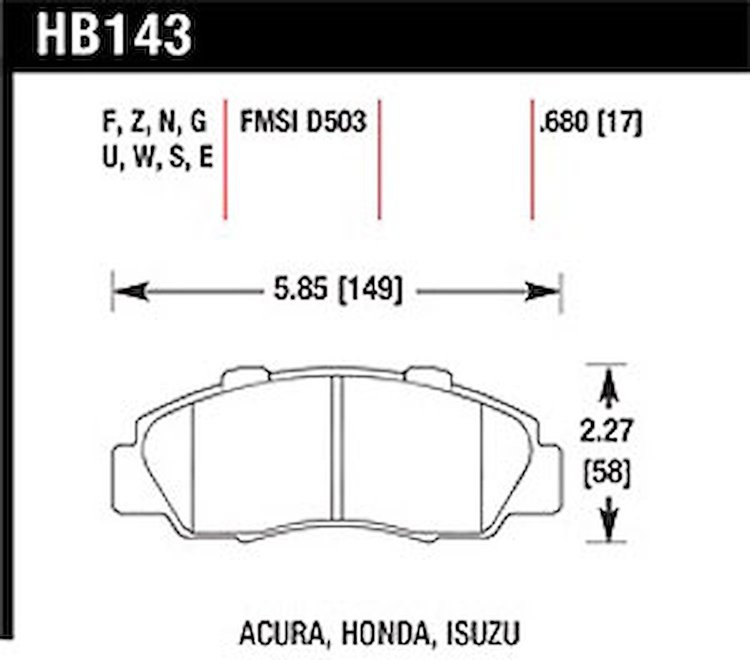 Disc Brake Pad DTC-70 w/0.680 Thickness