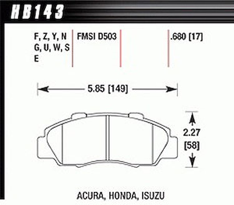 Disc Brake Pad Performance Ceramic w/0.680 Thickness