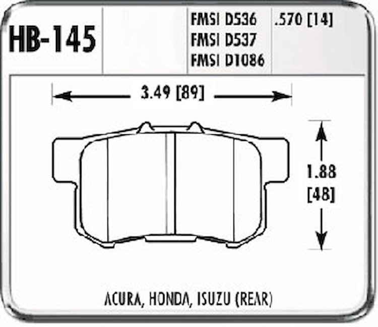 Hawk High Performance Rear Brake Pads Fits various Honda/Acura models