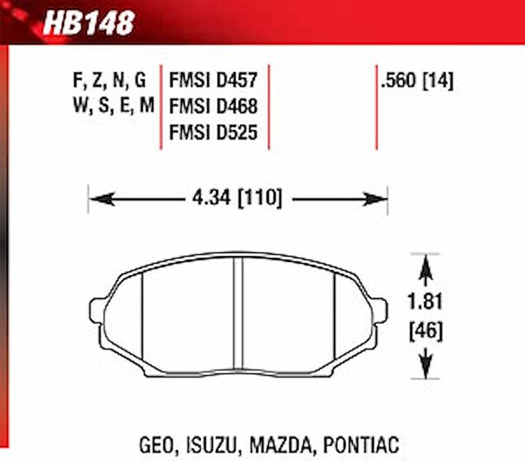 DTC-60 Disk Brake Pads Geo, Isuzu, Mazda