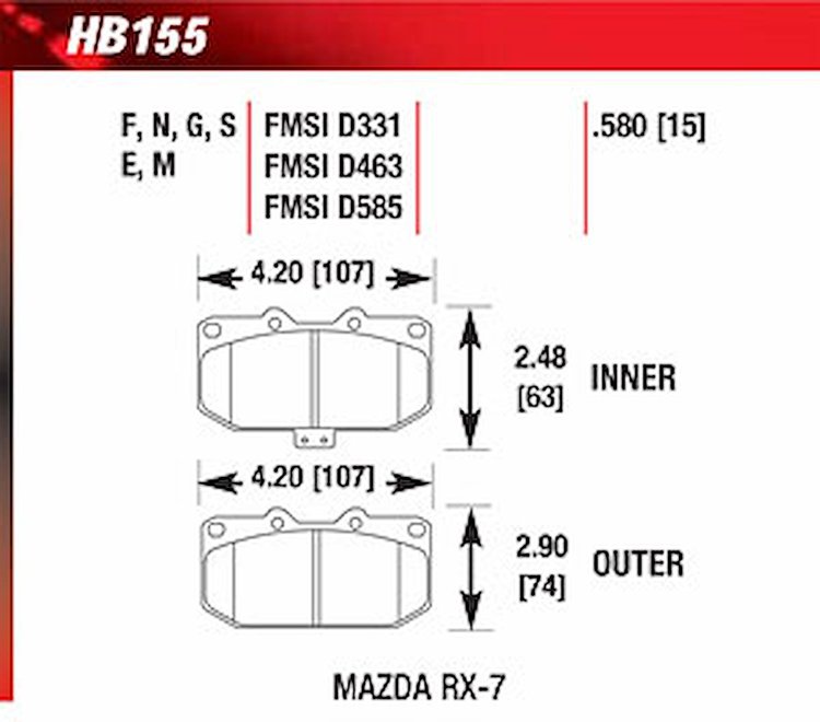 Blue 9012 Disk Brake Pads Mazda RX-7