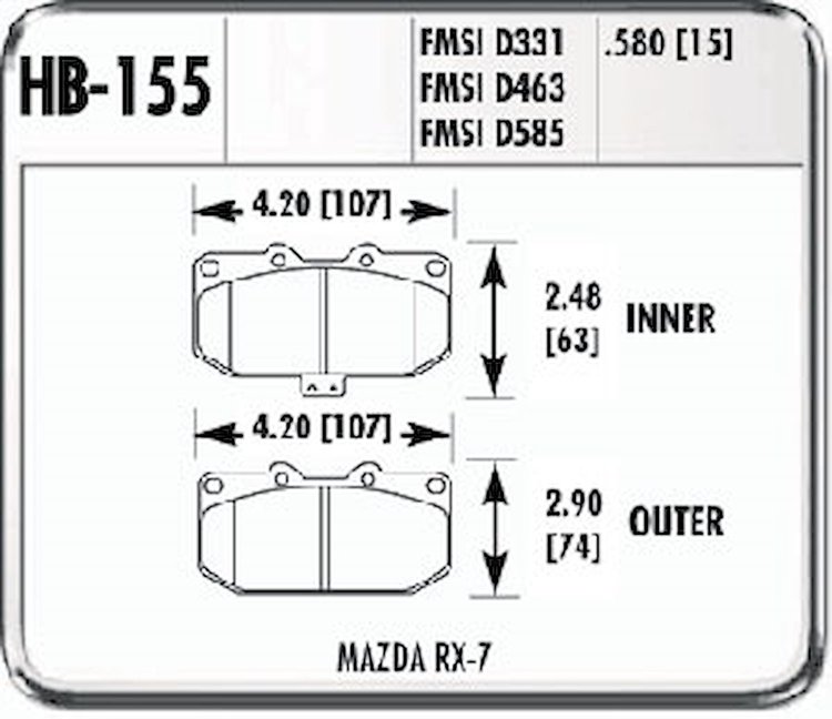 Hawk High Performance Front Brake Pads Various Mazda RX-7 Mod