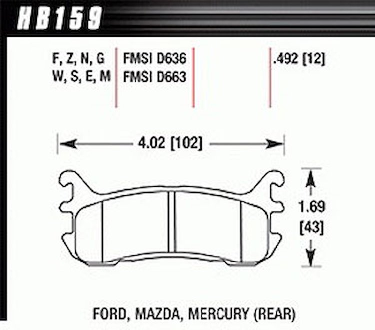 Disc Brake Pad Performance Ceramic w/0.492 Thickness