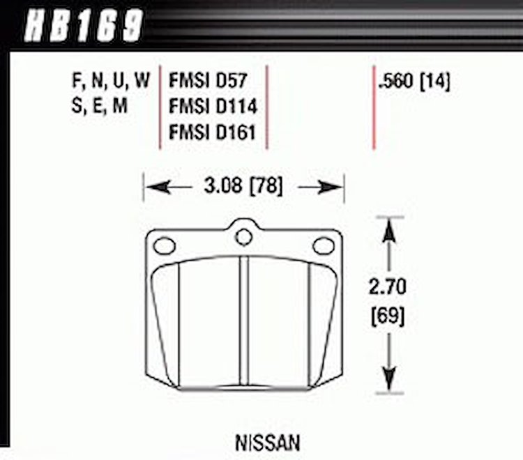Disc Brake Pad DTC-70 w/0.560 Thickness