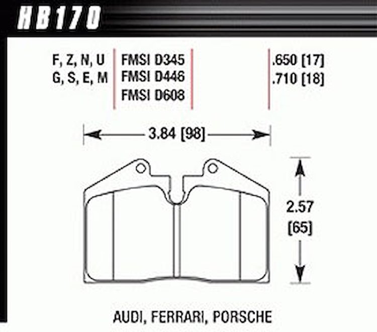 Disc Brake Pad Performance Ceramic w/0.650 Thickness