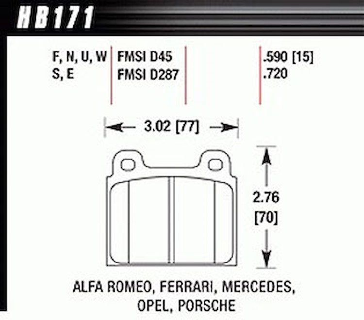HT-10 PADS Porsche A or S Caliper