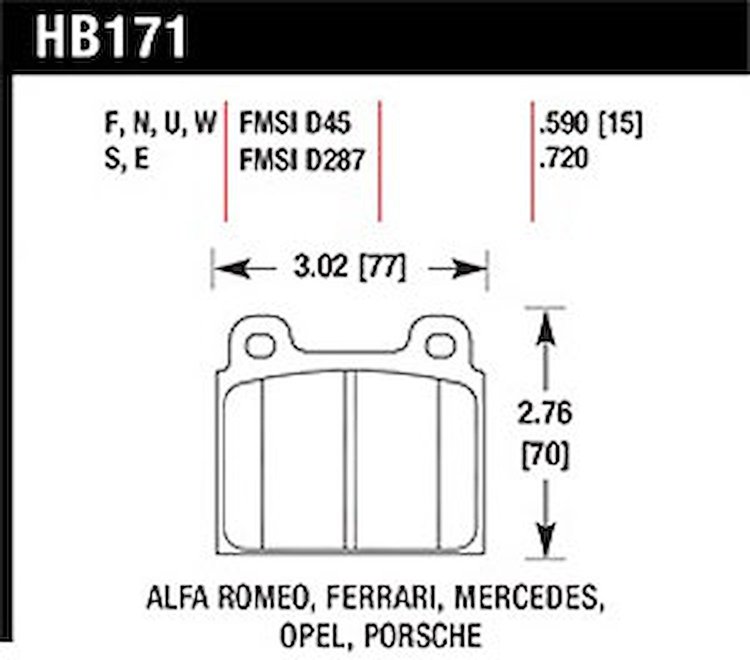 Disc Brake Pad DTC-70 w/0.590 Thickness