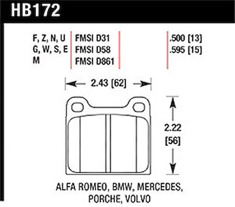Disc Brake Pad Black w/0.595 Thickness