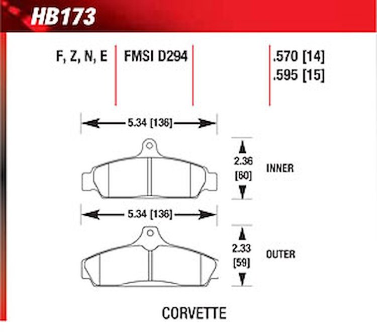 Blue 9012 Disk Brake Pads Corvette