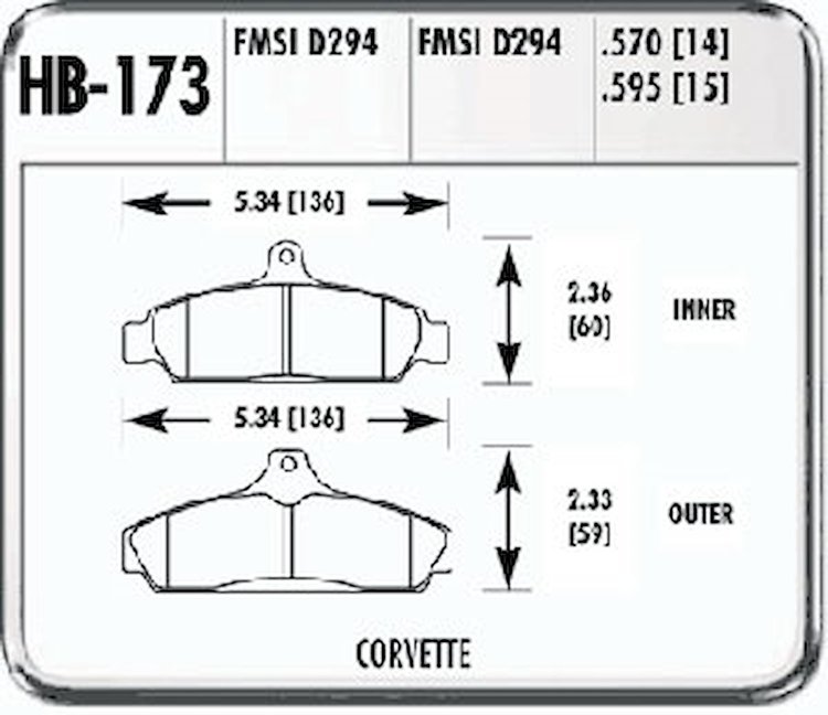 HPS Performance Brake Pads 1984-87 Corvette