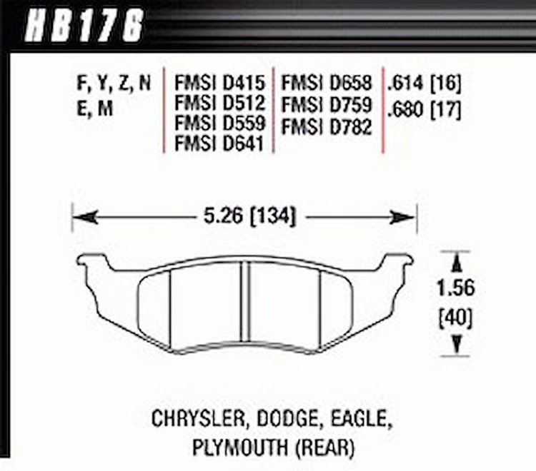 Disc Brake Pad Performance Ceramic w/0.614 Thickness