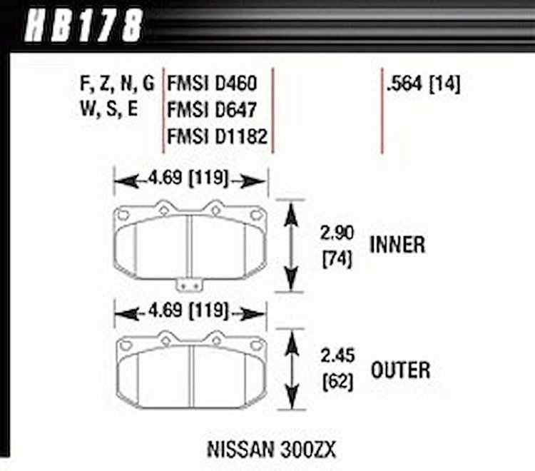 Disc Brake Pad HT-10 w/0.564 Thickness