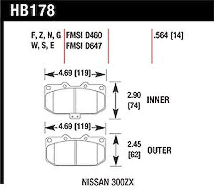 Disc Brake Pad DTC-30 w/0.564 Thickness