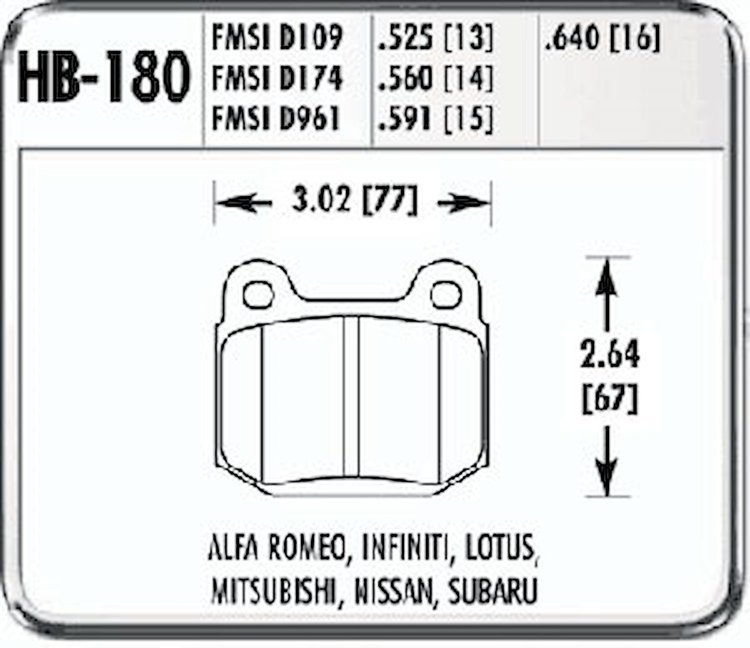 Hawk High Performance Rear Brake Pads Fits: 2003-04 350Z with Brembo Brakes