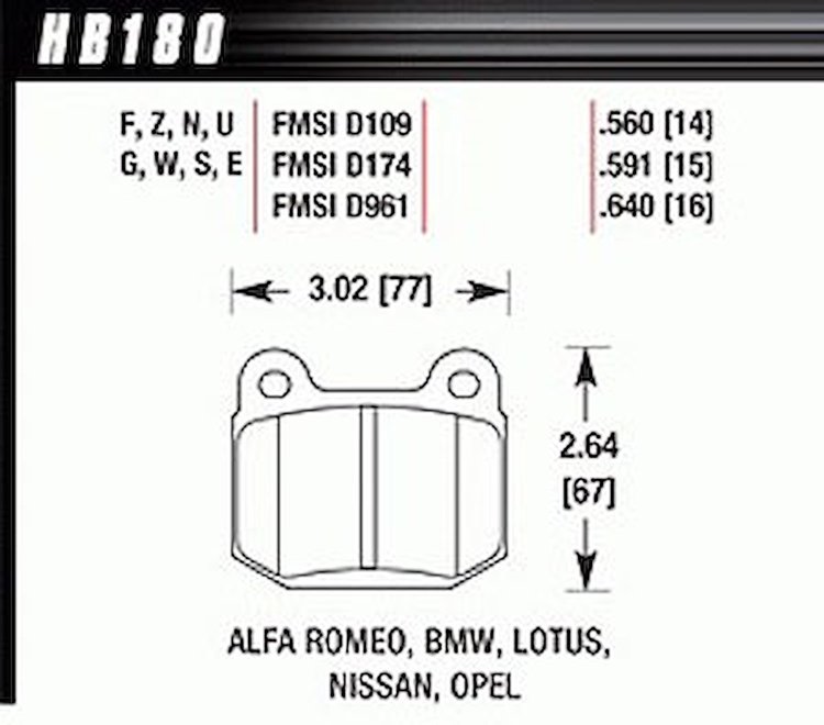 Disc Brake Pad DTC-30 w/0.560 Thickness