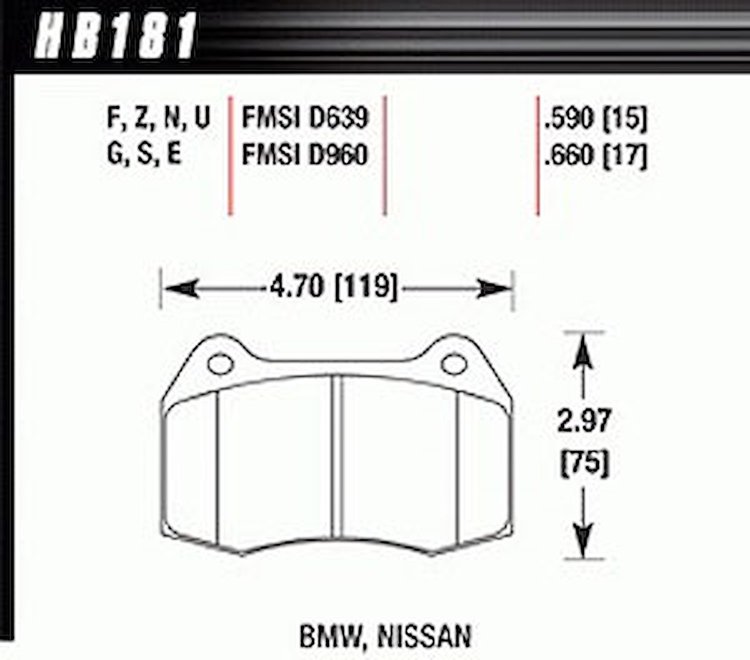 Disc Brake Pad DTC-70 w/0.660 Thickness