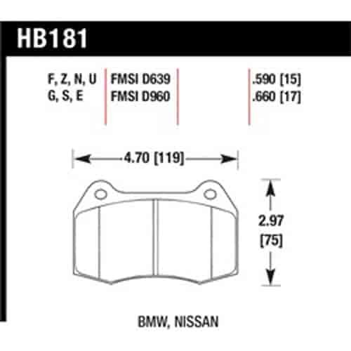 Disc Brake Pad Performance Ceramic w/0.660 Thickness