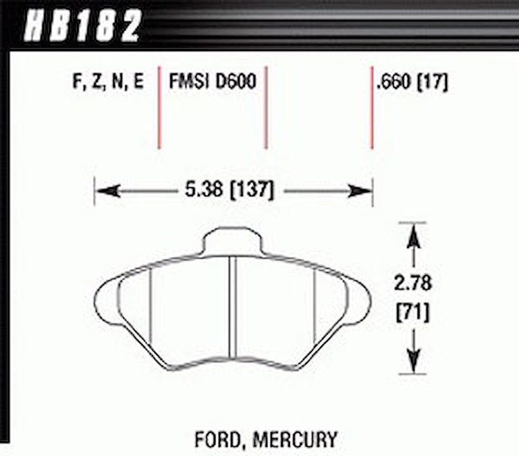 Disc Brake Pad Performance Ceramic w/0.660 Thickness