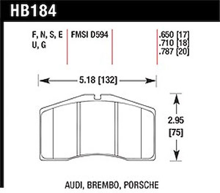Disc Brake Pad DTC-70 w/0.650 Thickness