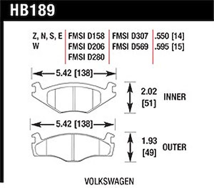 Disc Brake Pad DTC-30 w/0.595 Thickness