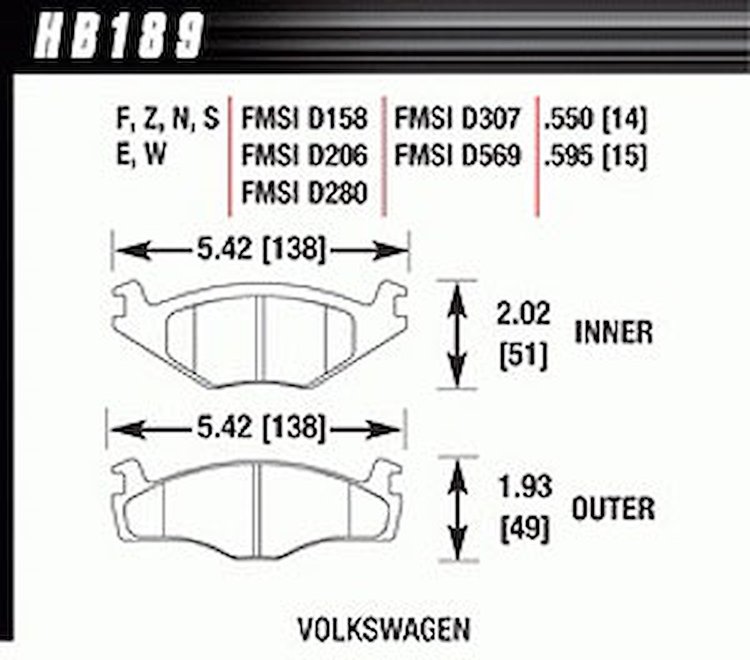 Disc Brake Pad Performance Ceramic w/0.595 Thickness