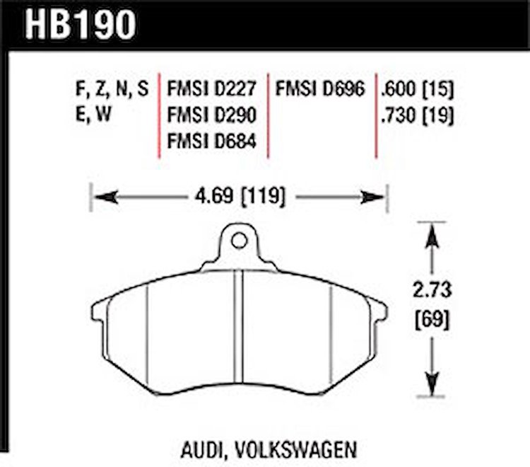 Disc Brake Pad DTC-60 w/0.730 Thickness