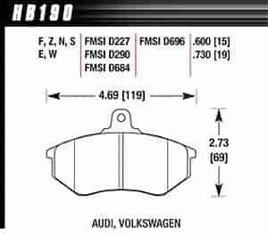 Disc Brake Pad Performance Ceramic w/0.730 Thickness