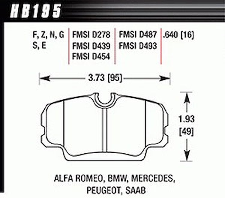 Disc Brake Pad HT-10 w/16mm Thickness