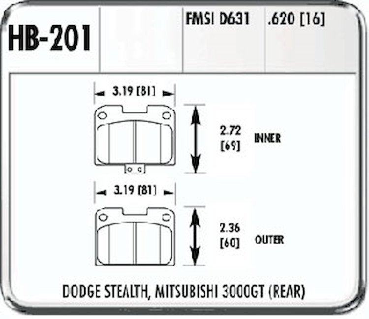 Hawk High Performance Rear Brake Pads Fits: 6/93-99 3000 GT VR4