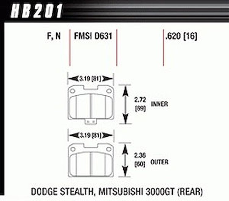 Disc Brake Pad HP Plus w/0.620 Thickness