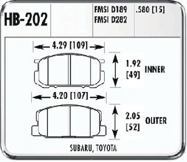 HP-Plus Performance Brake Pads 1983-87 Toyota Corolla except GTS
