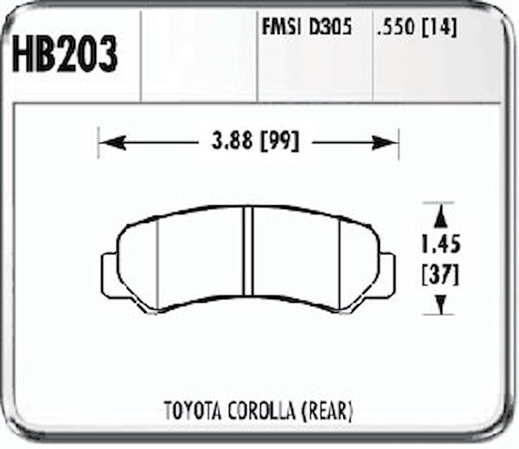 HP-Plus Performance Brake Pads 1984-87 Toyota Corolla GTS