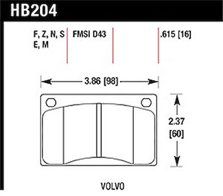 Disc Brake Pad Black w/0.615 Thickness