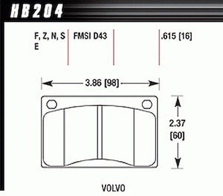 Disc Brake Pad HT-10 w/0.615 Thickness
