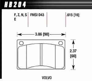 Disc Brake Pad Performance Ceramic w/0.615 Thickness
