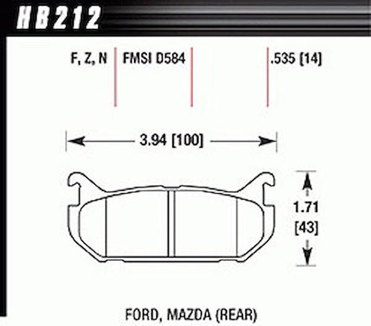 Disc Brake Pad Performance Ceramic w/0.583 Thickness