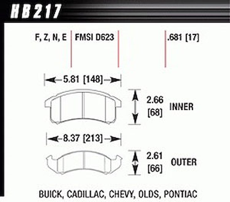 Disc Brake Pad Performance Ceramic w/0.681 Thickness