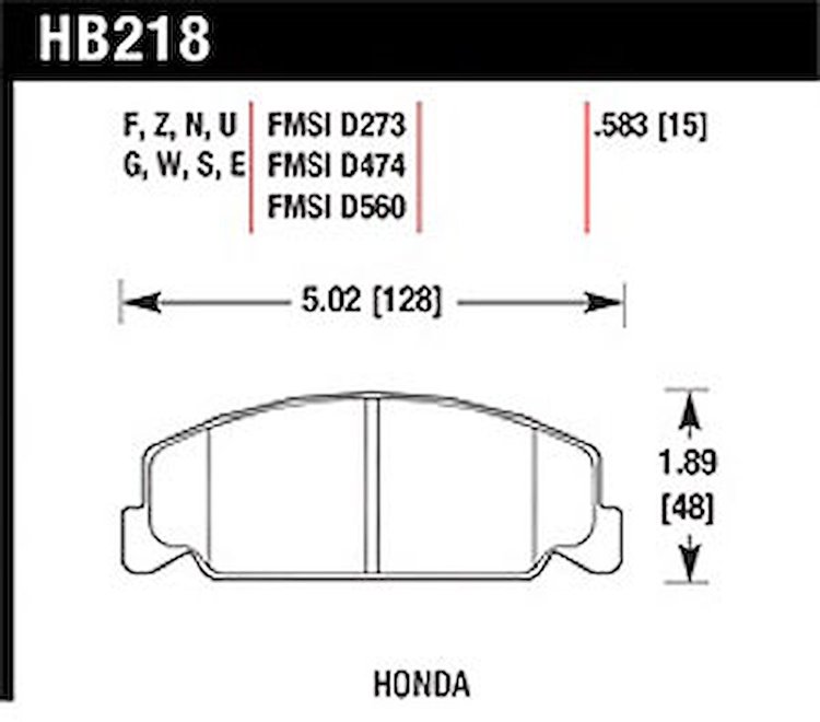 Disc Brake Pad DTC-30 w/0.583 Thickness