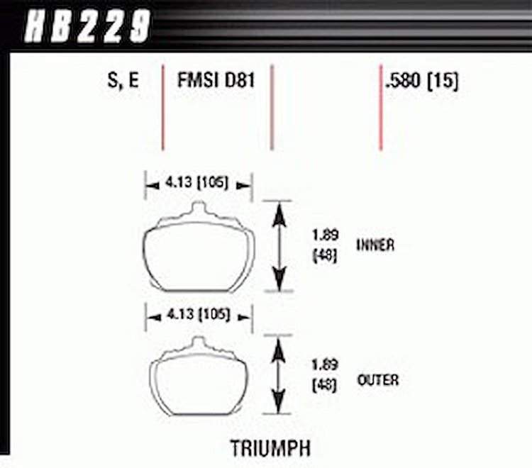 Disc Brake Pad HT-10 w/0.580 Thickness