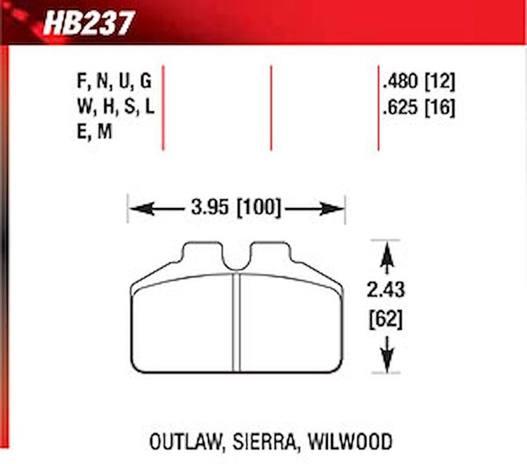 DTC-60 Disk Brake Pads Outlaw Sierra Wilwood BB