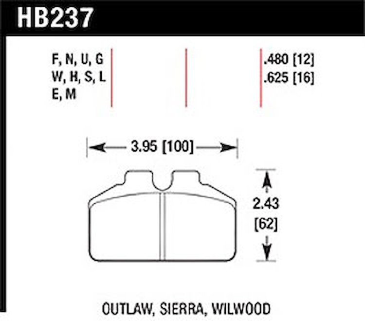 Disc Brake Pad DTC-05 w/0.480 Thickness