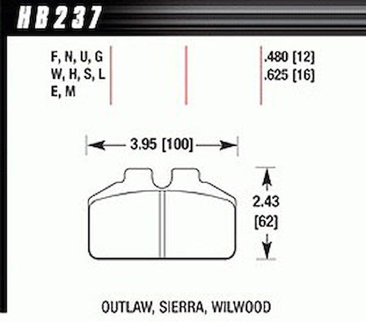 Disc Brake Pad HT-10 w/0.480 Thickness