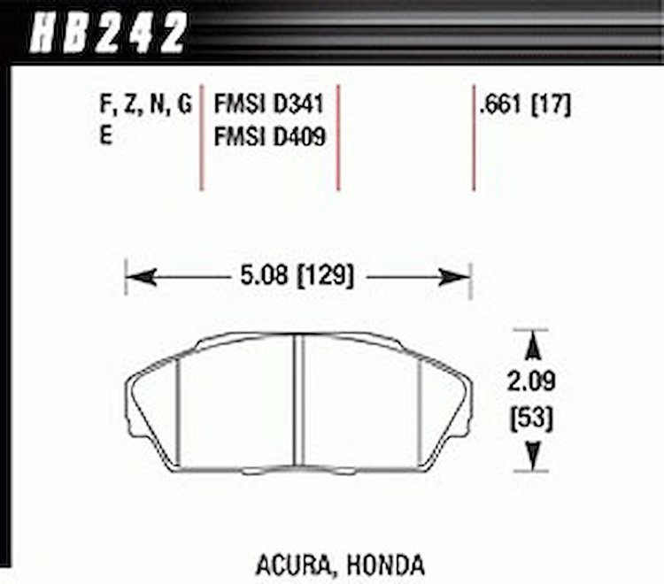 Disc Brake Pad Performance Ceramic w/0.661 Thickness