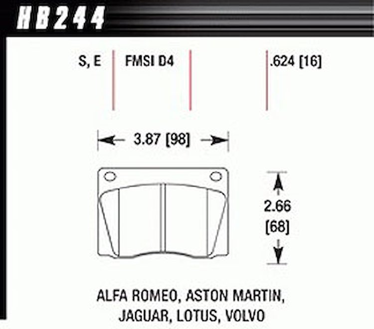 Disc Brake Pad HT-10 w/0.624 Thickness