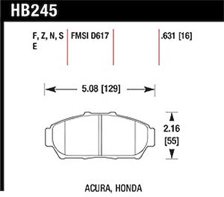 Disc Brake Pad DTC-60 w/0.631 Thickness