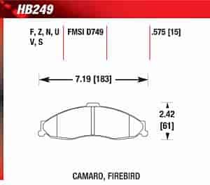 Blue 9012 Disk Brake Pads Chevy Camaro, Pontiac Firebird