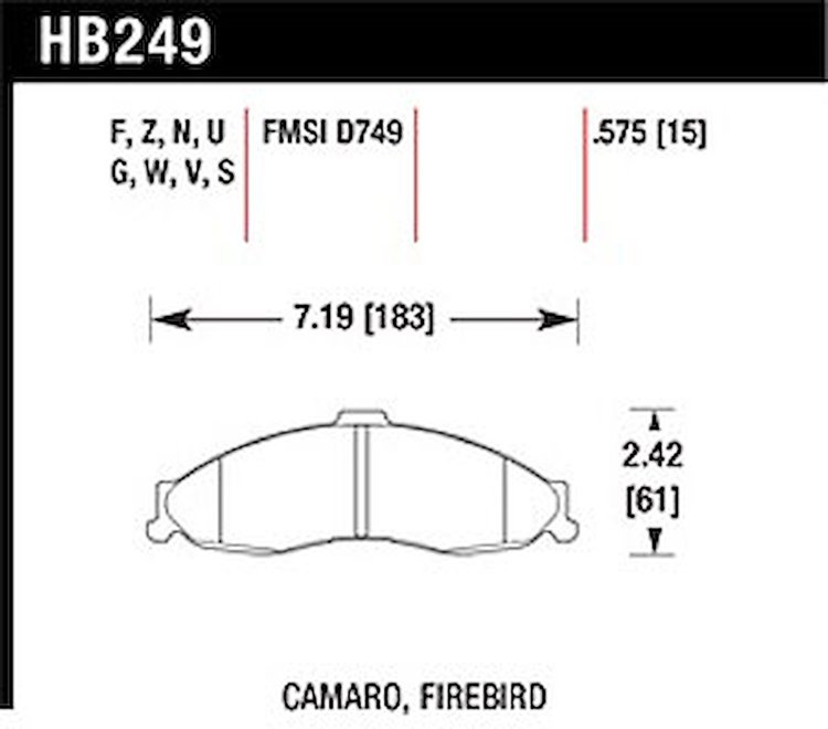 Disc Brake Pad DTC-60 w/0.575 Thickness
