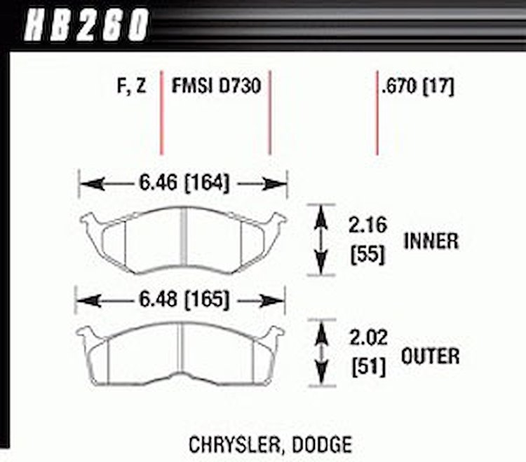 Disc Brake Pad Performance Ceramic w/0.670 Thickness