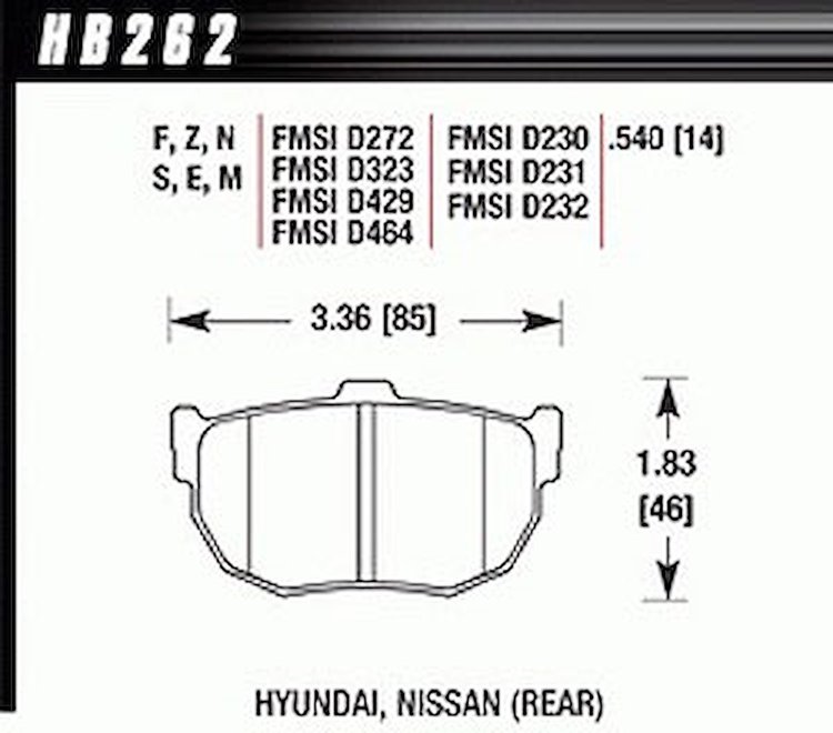 Disc Brake Pad Performance Ceramic w/0.540 Thickness