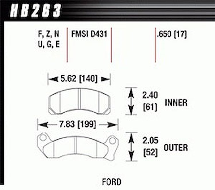 Disc Brake Pad DTC-70 w/0.650 Thickness